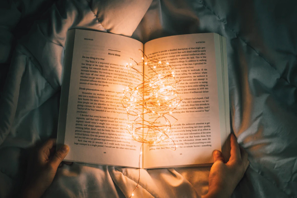 a book with lights in it